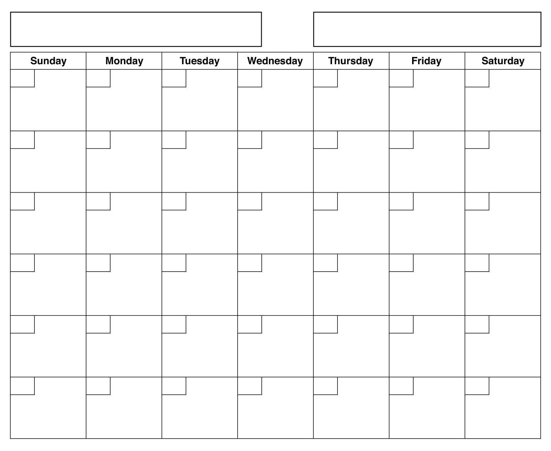 Blank Calendar Sheets Printable