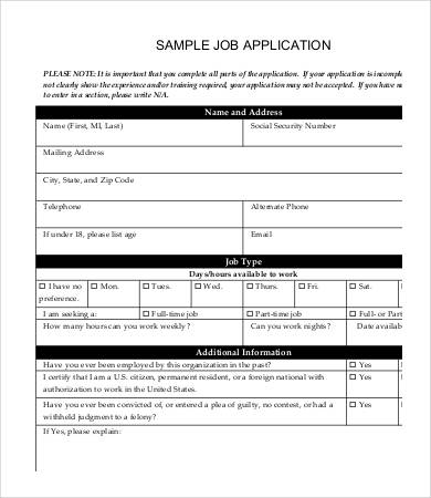 Blank Job Application Printable