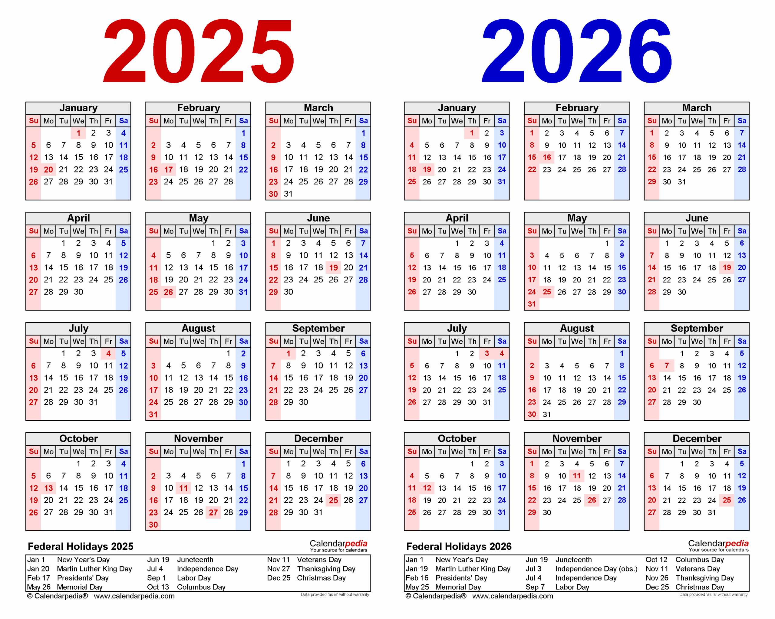 Blank 2025 And 2026 Calendar Printable
