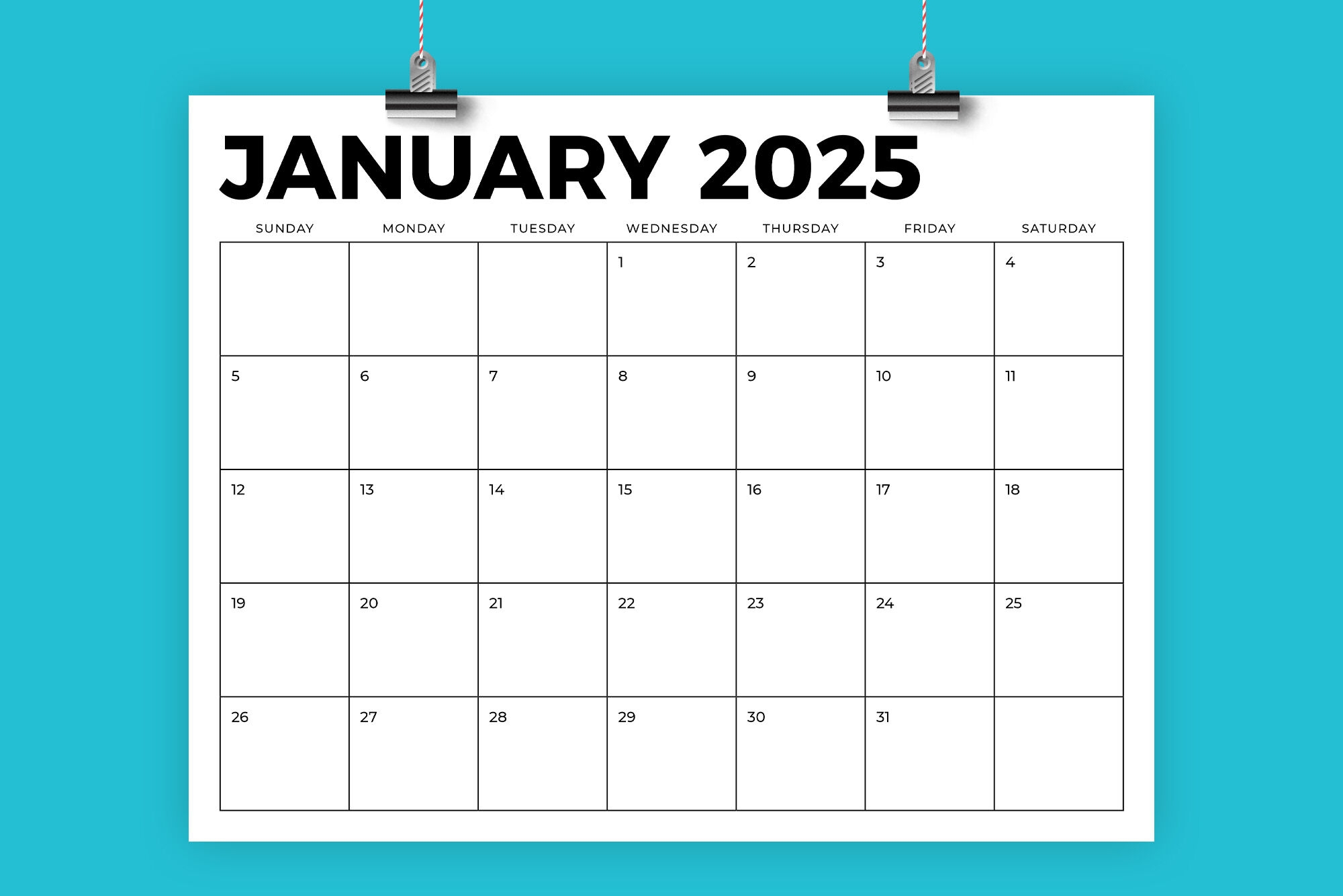 Printable Blank Calendar 2025