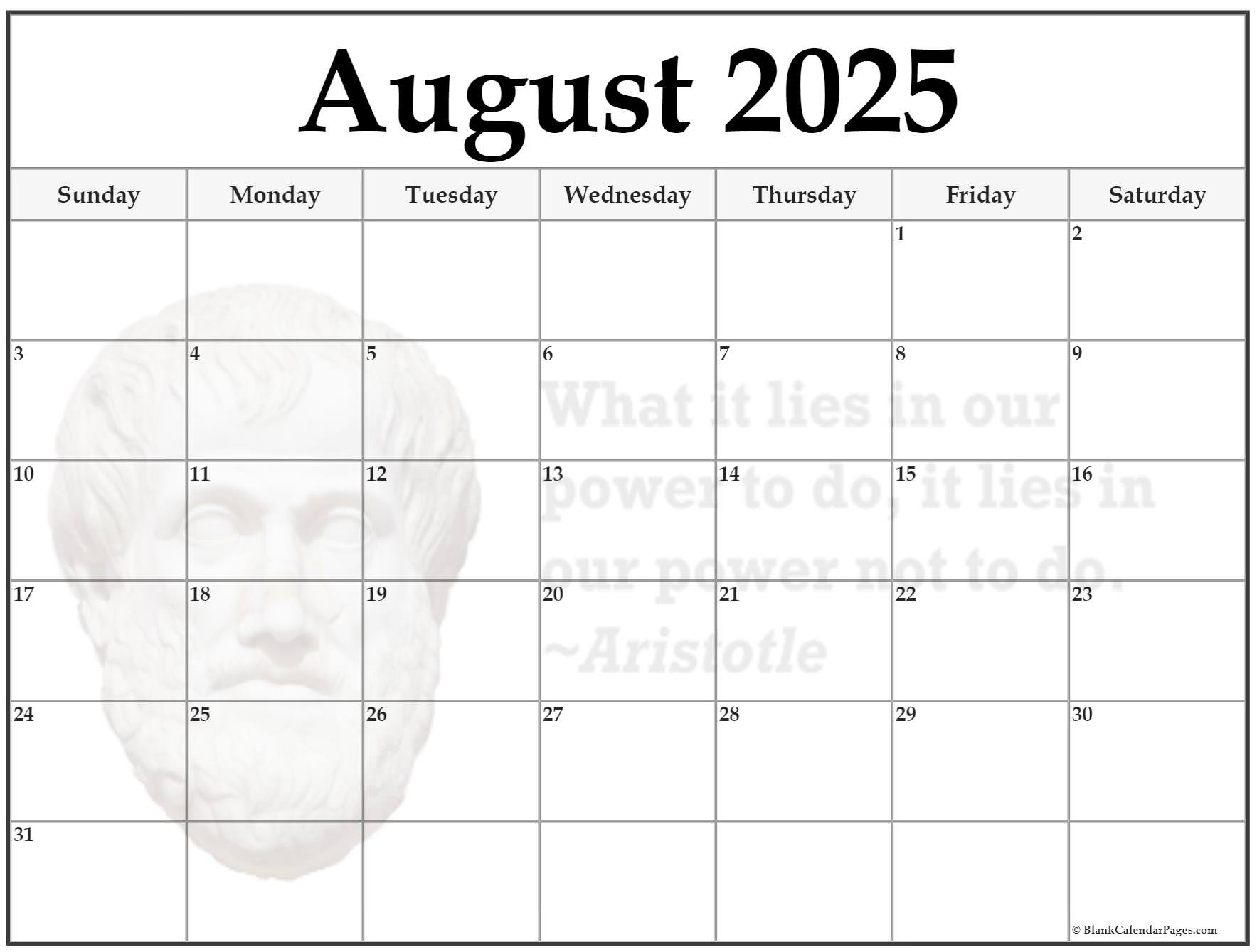 August 2025 Printable Blank Calendar