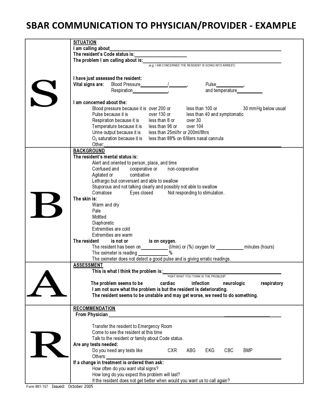 40 Blank SBAR Templates Word PDF TemplateLab Printable Templates 