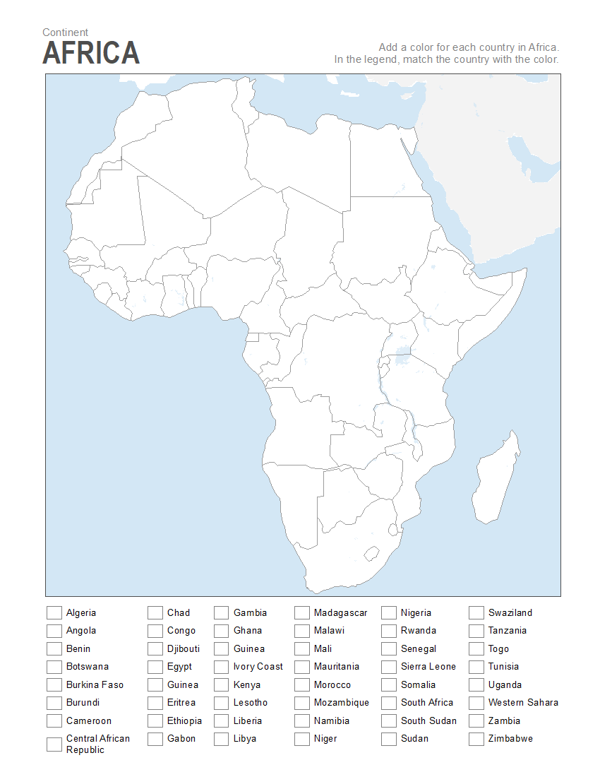 Printable Blank Africa Map