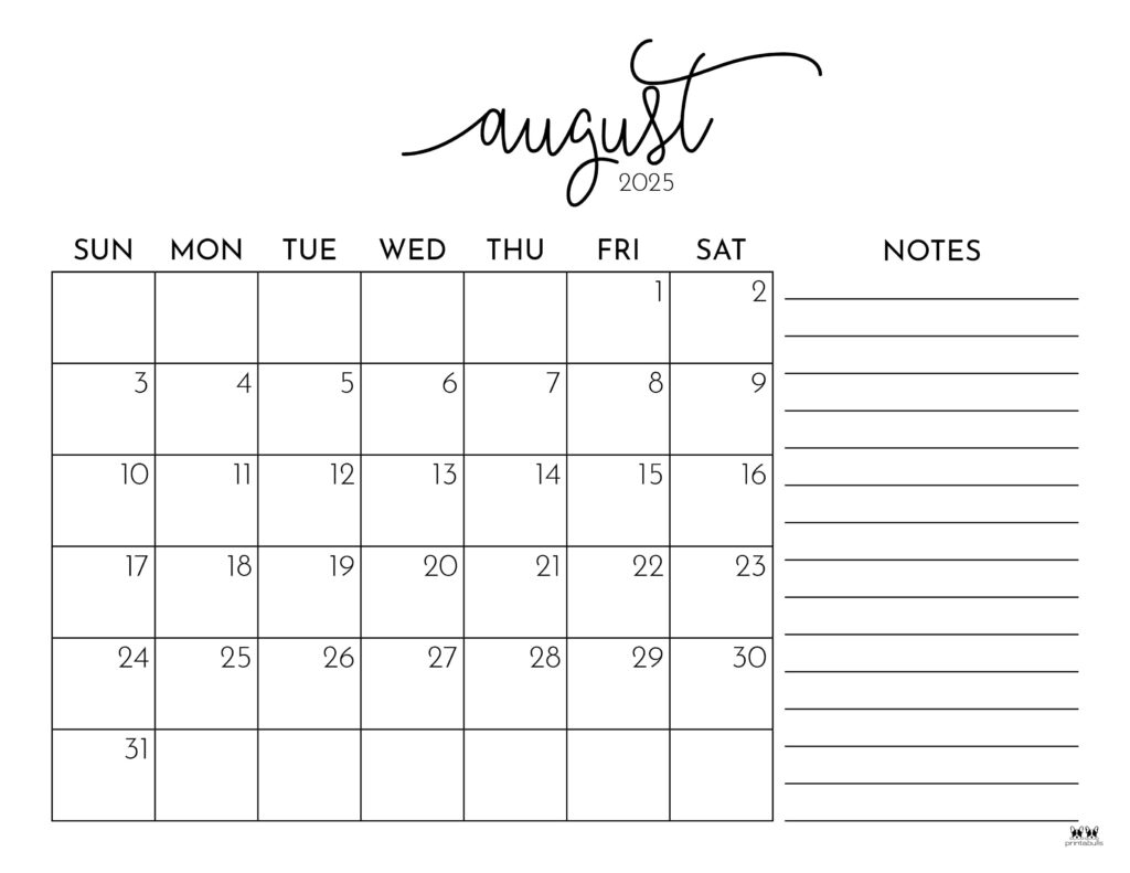 Blank Calendar August 2025 June 2026 Free Printable