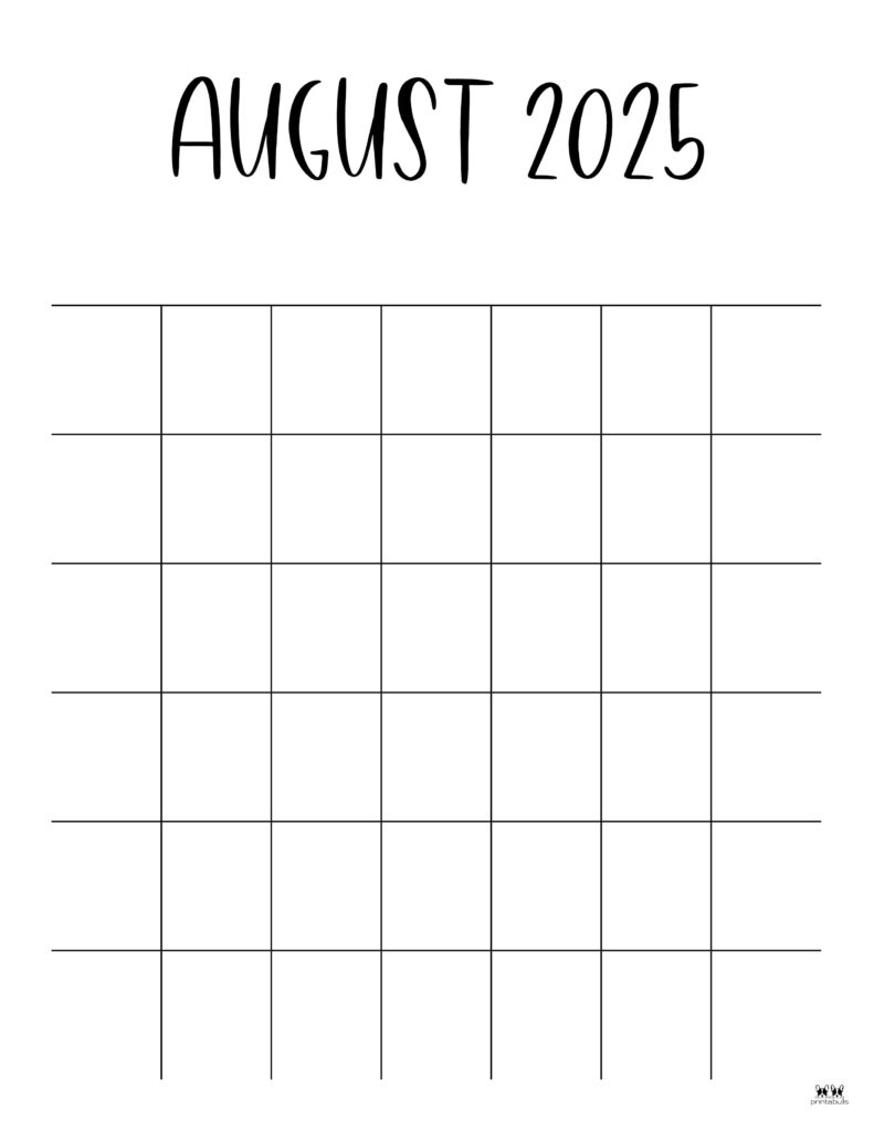 August 2025 Calendars 107 FREE Printables Printabulls
