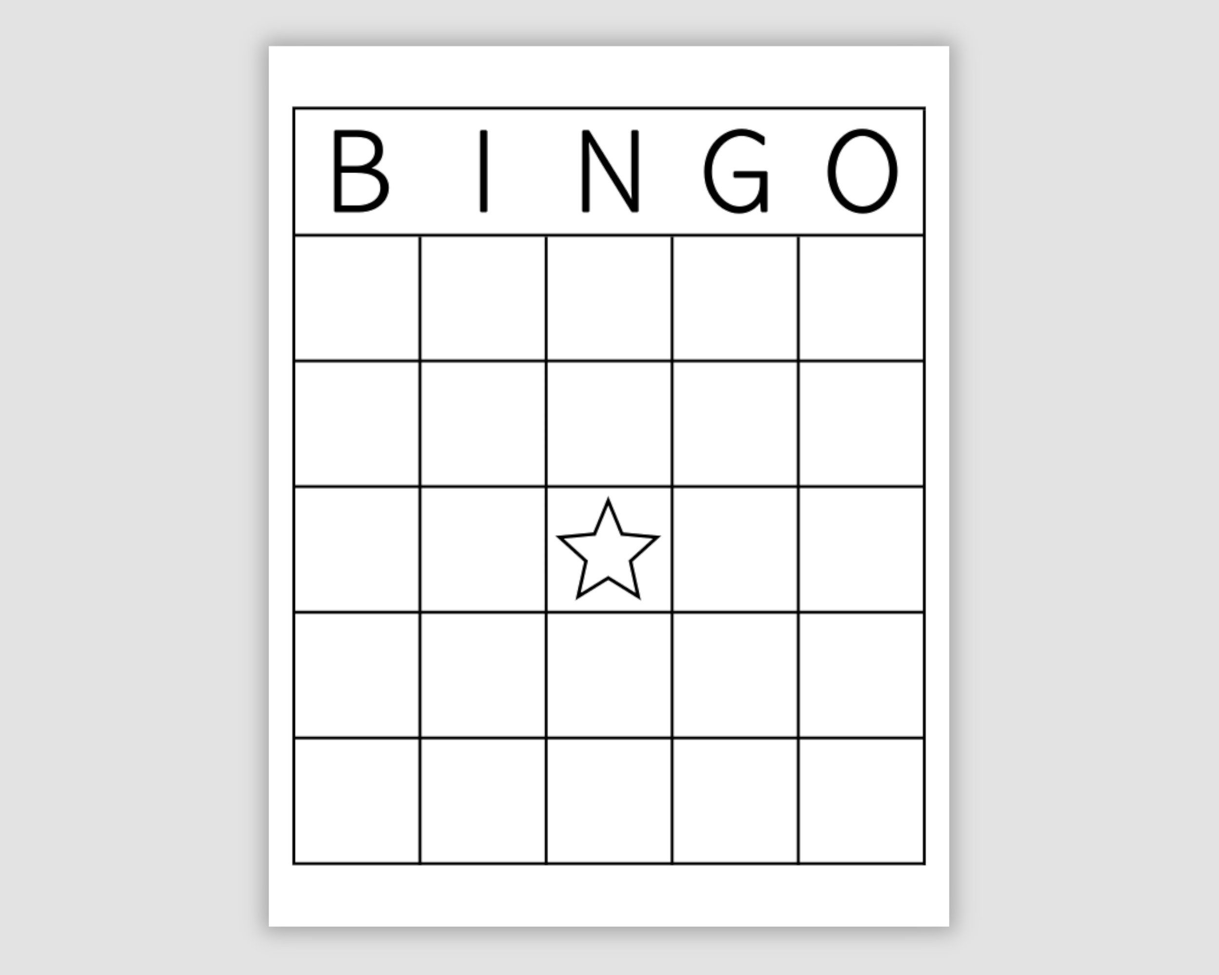 Blank Bingo Card Template Prints 1 2 4 6 And 9 Per Page Printable 