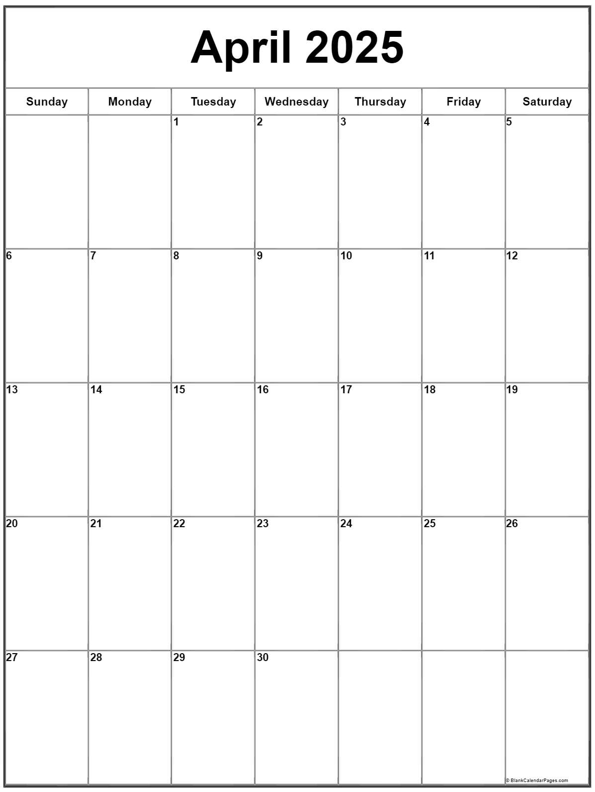 Blank Calendar April 2025 Printable Calendar Pdf Madison Campbell