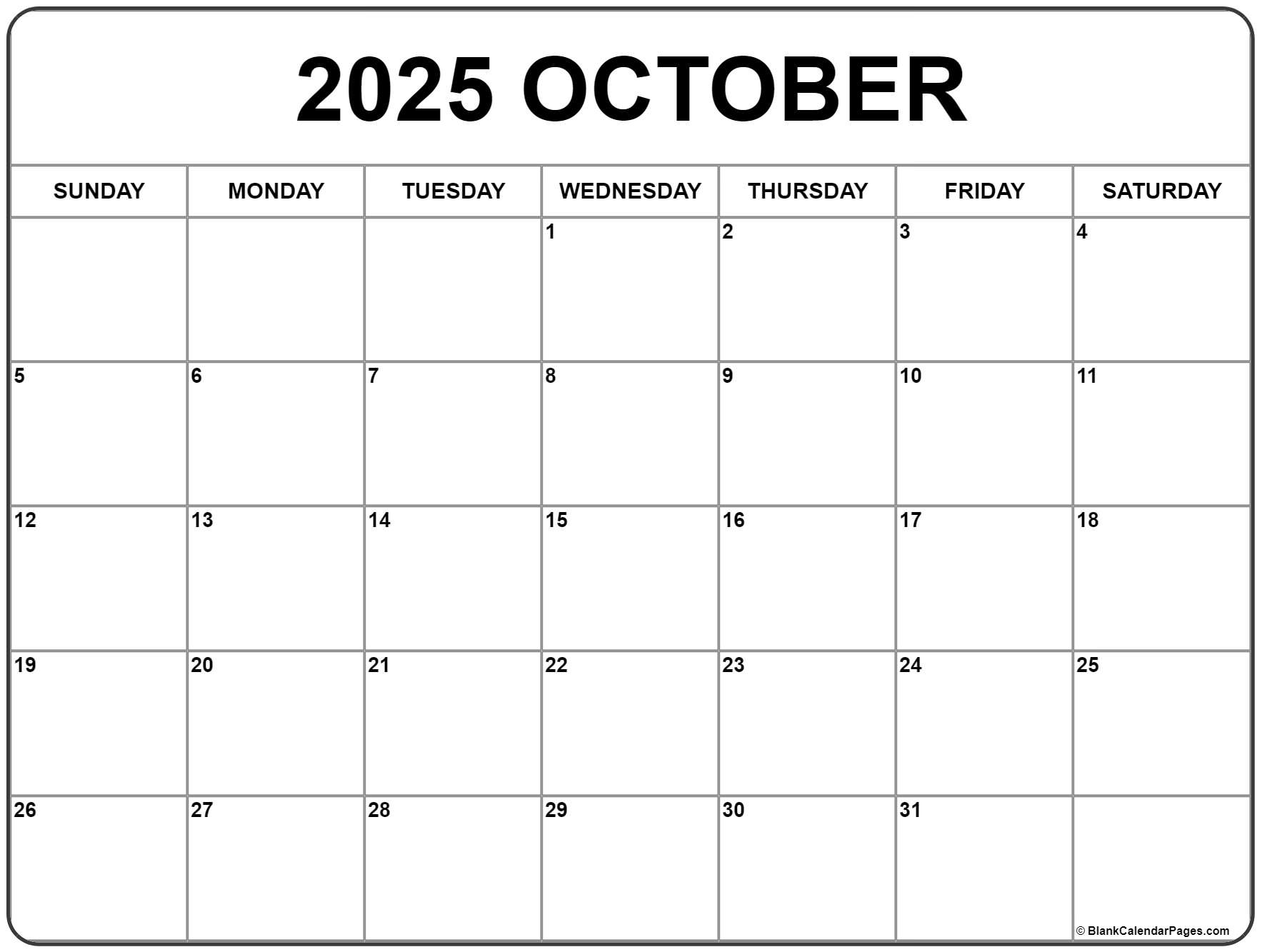 Printable Calendar 2025 Blank