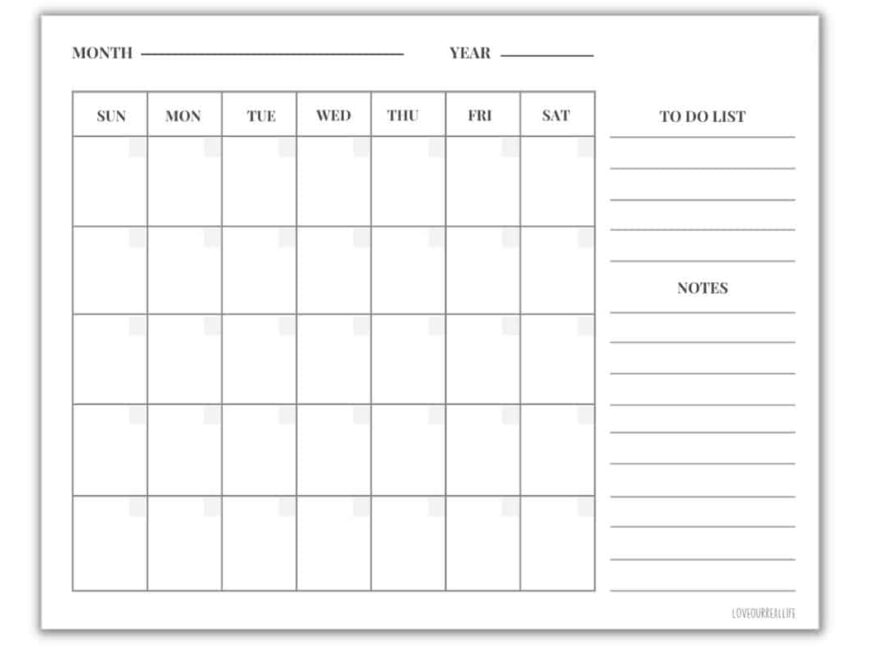 Blank Calendar Template Free Printable Blank Calendars By 54 OFF