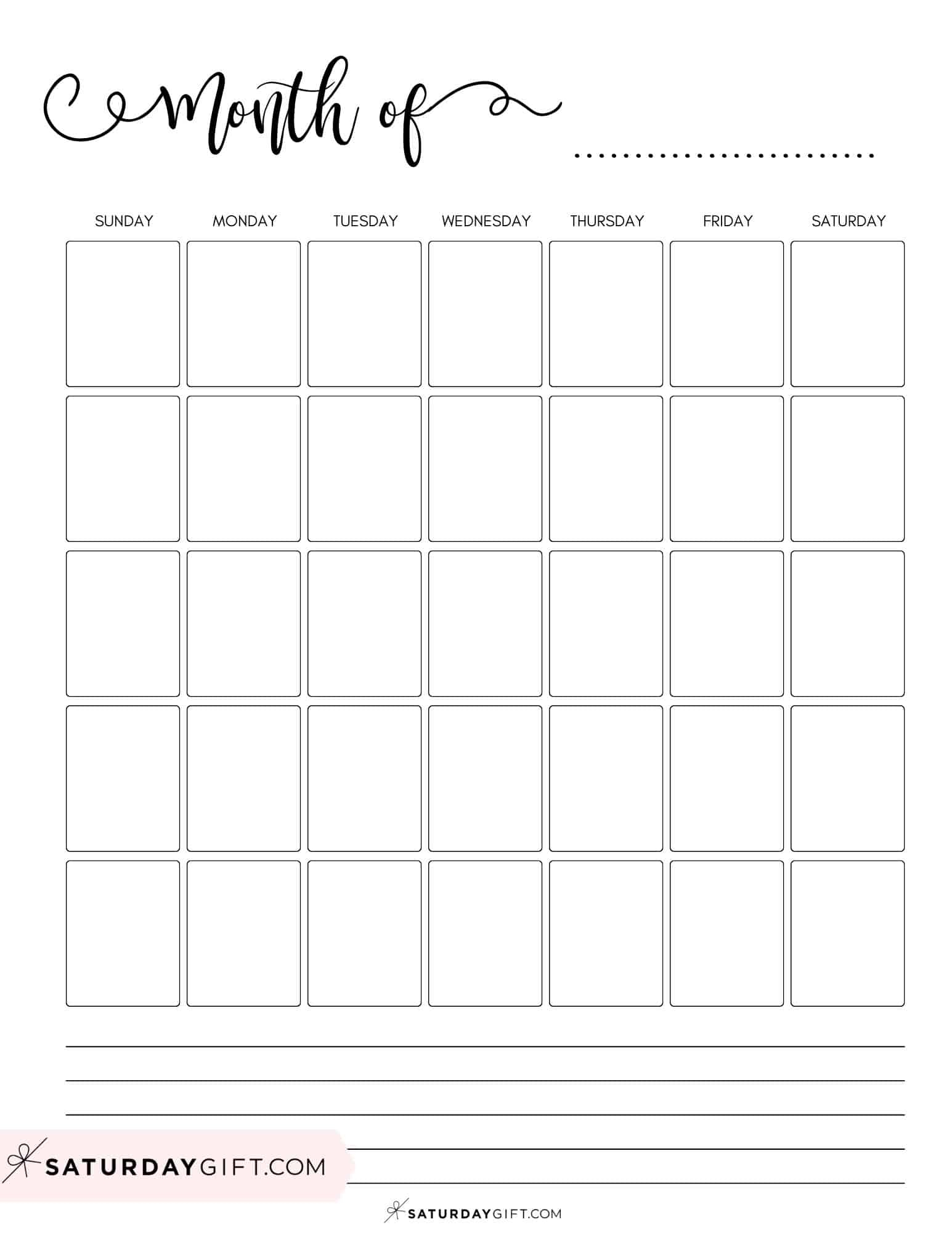 Printable Blank Calendar Template