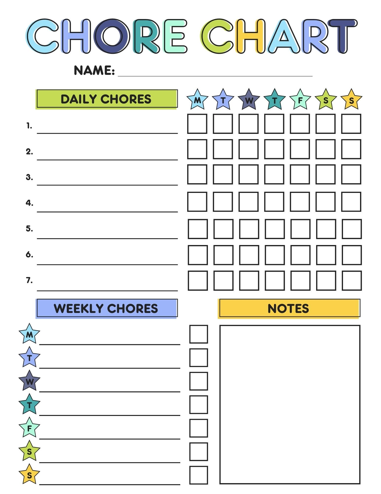 Blank Chore Chart Printable