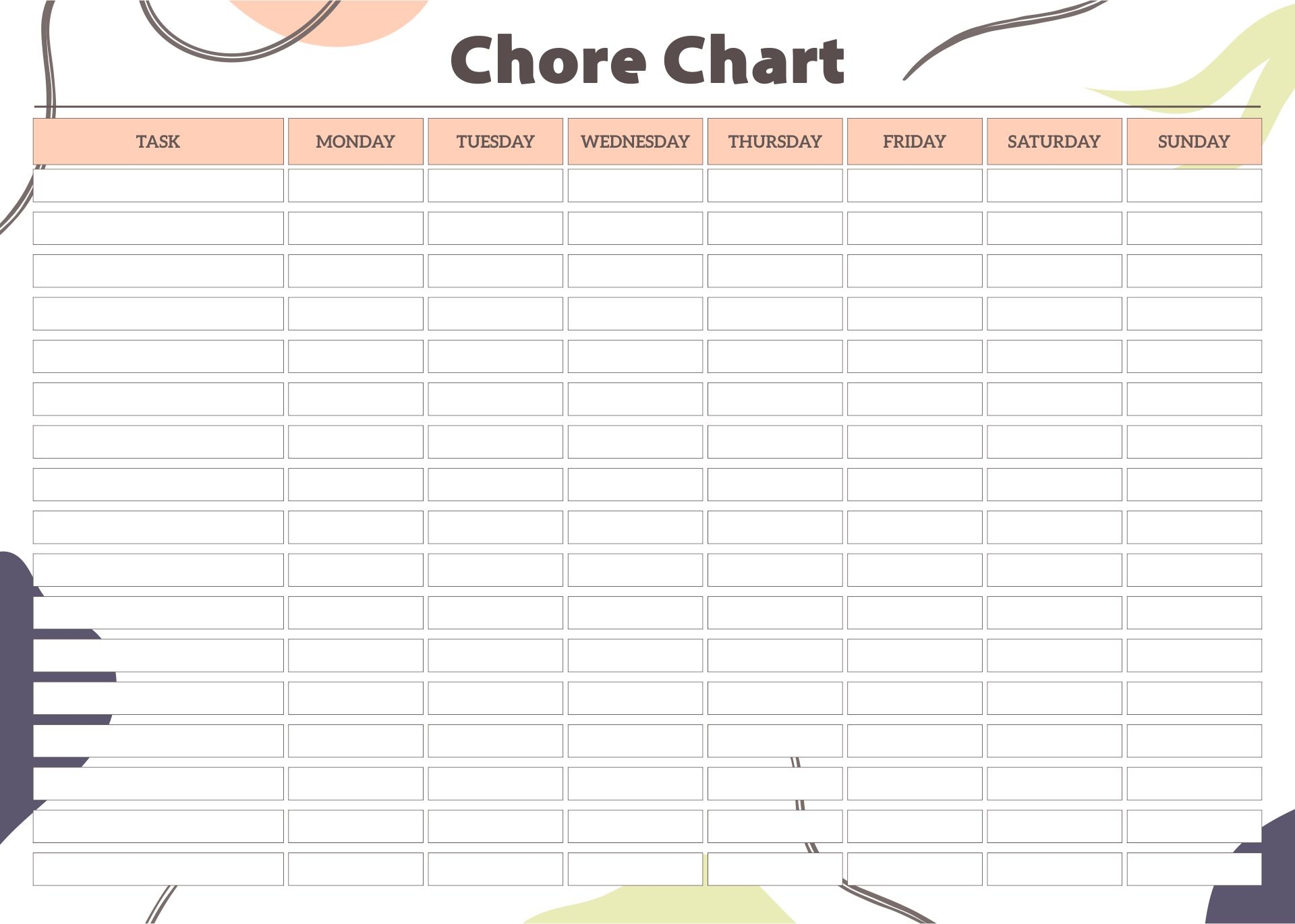 Blank Chore Charts 10 Free PDF Printables Printablee