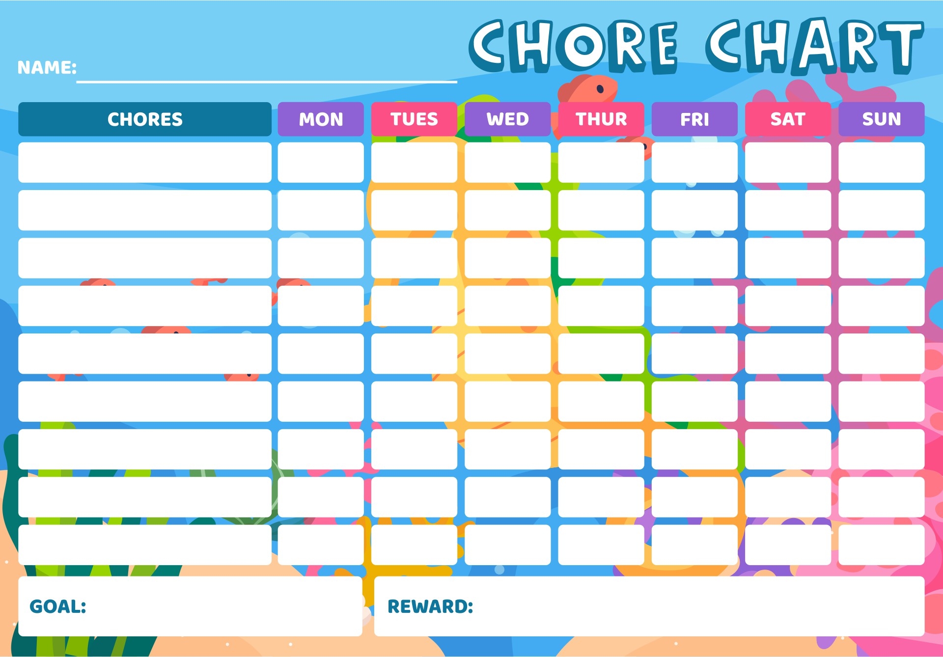 Blank Chore Charts 10 Free PDF Printables Printablee