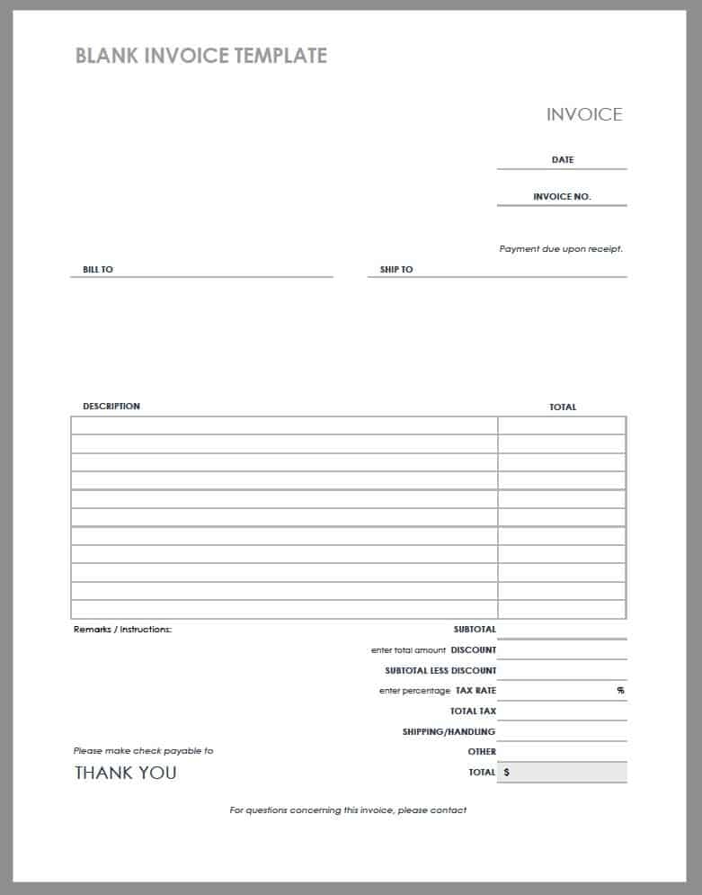 Blank Invoices Printable Printable World Holiday