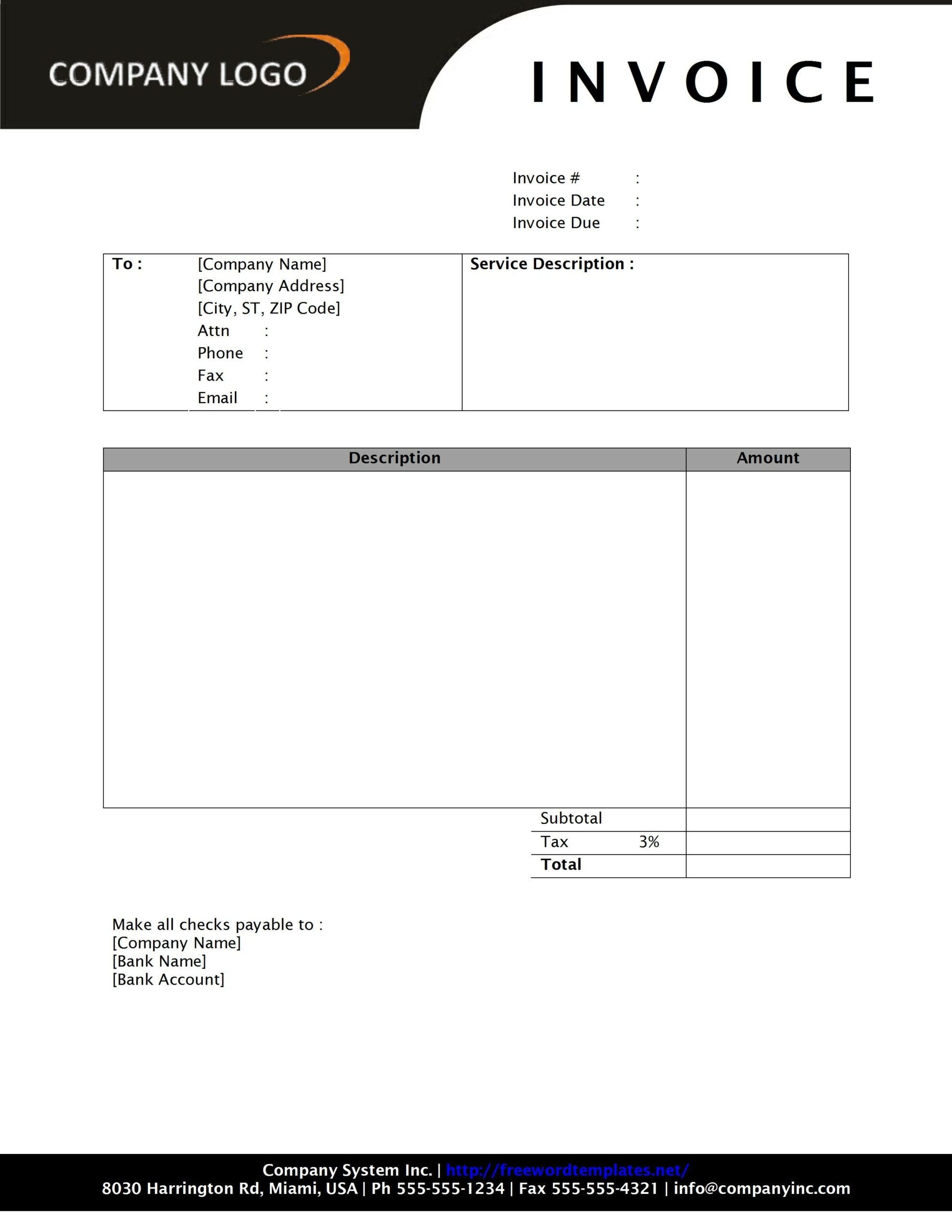 Printable Blank Invoices Free