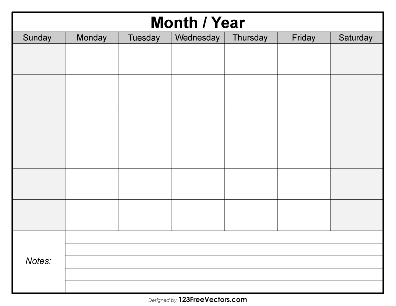 Blank Monthly Calendar Template Printable Printable Templates