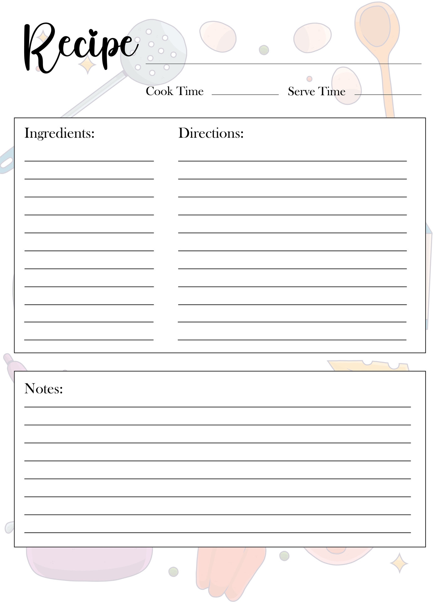 Blank Recipe Cards 10 Free PDF Printables Printablee
