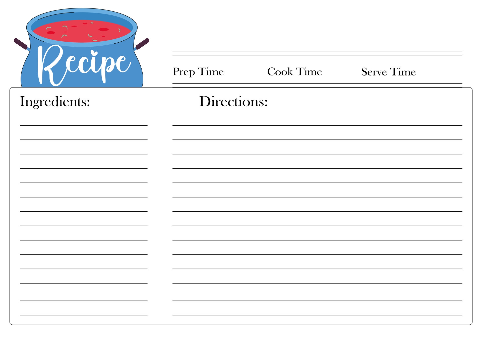 Printable Blank Recipe Cards