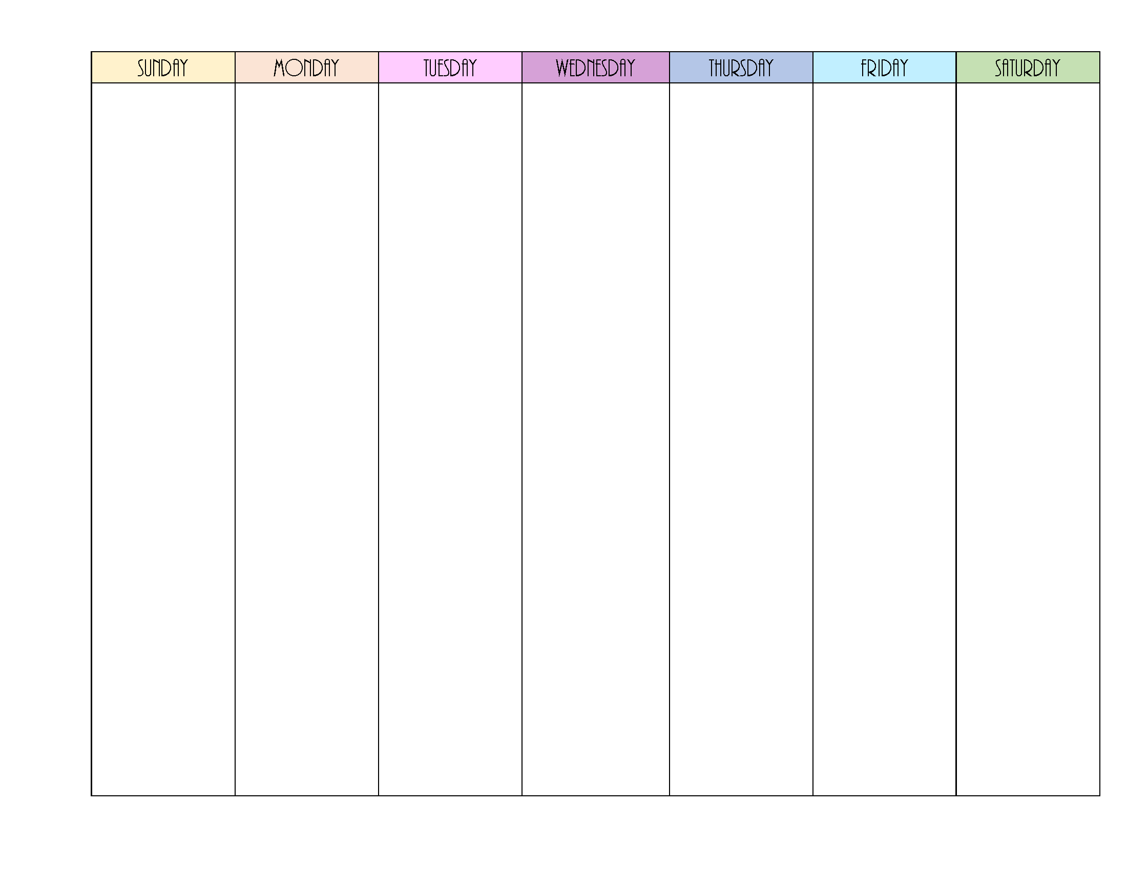 Blank Weekly Calendar Template 2025 Owen T Cooch