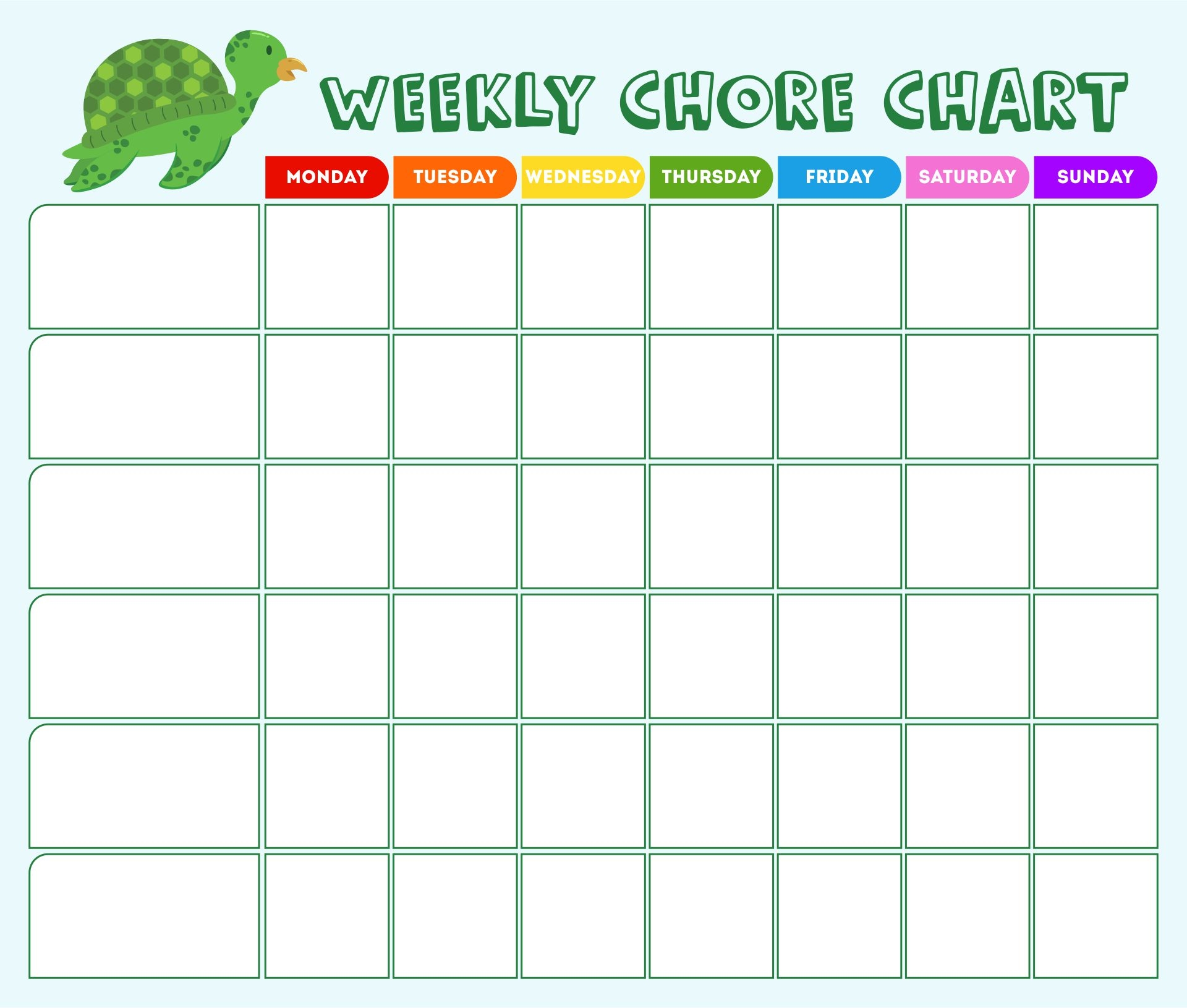 Blank Weekly Chore Chart Templates 10 Free PDF Printables Printablee