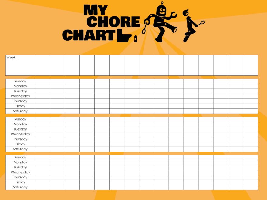Blank Weekly Chore Chart Templates 10 Free PDF Printables Printablee
