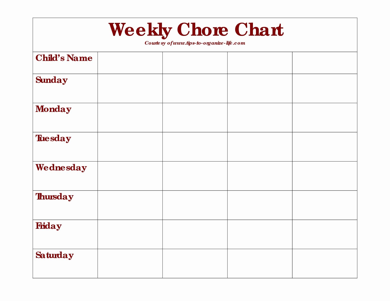 Chore Chart Blank Printable Chart Tally Chart Chore C Vrogue co