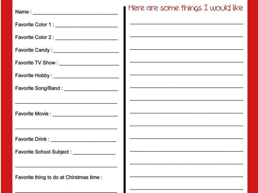 Christmas Wish List Printable FREE Printable A Z