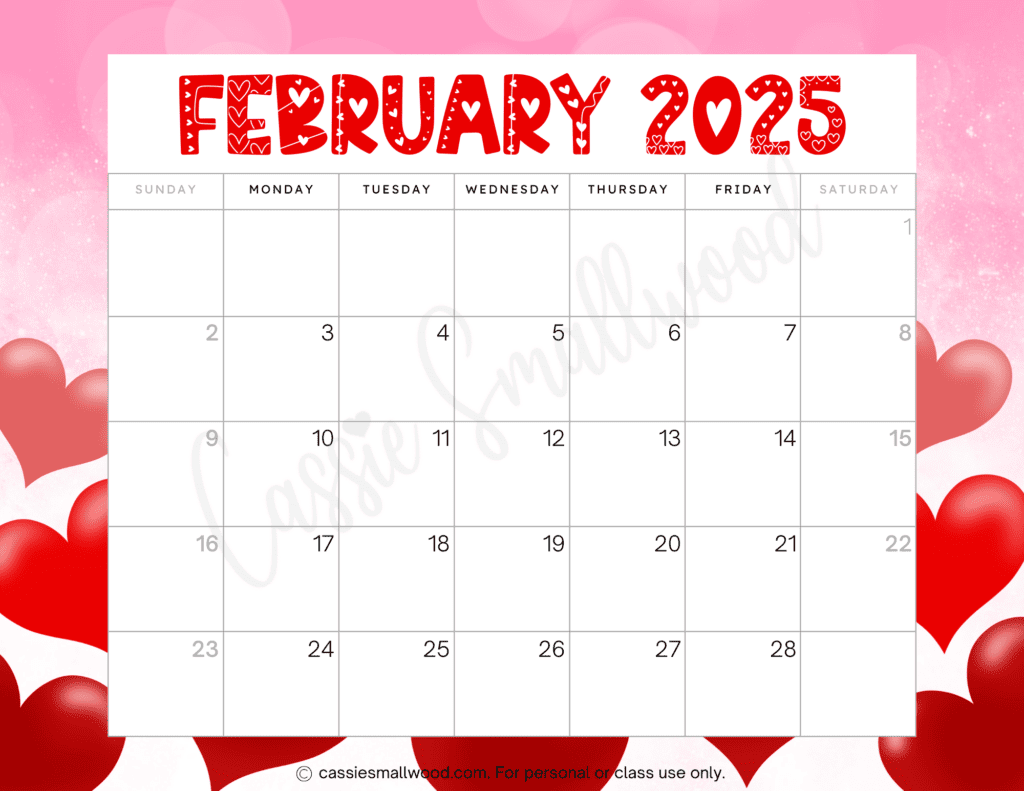 2025 Printable Calendar By Month