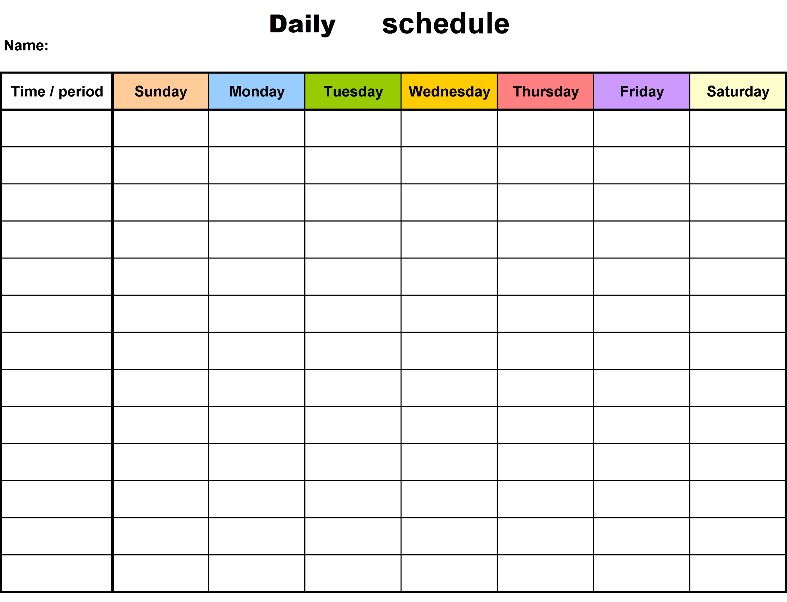 Daily Schedule Printable