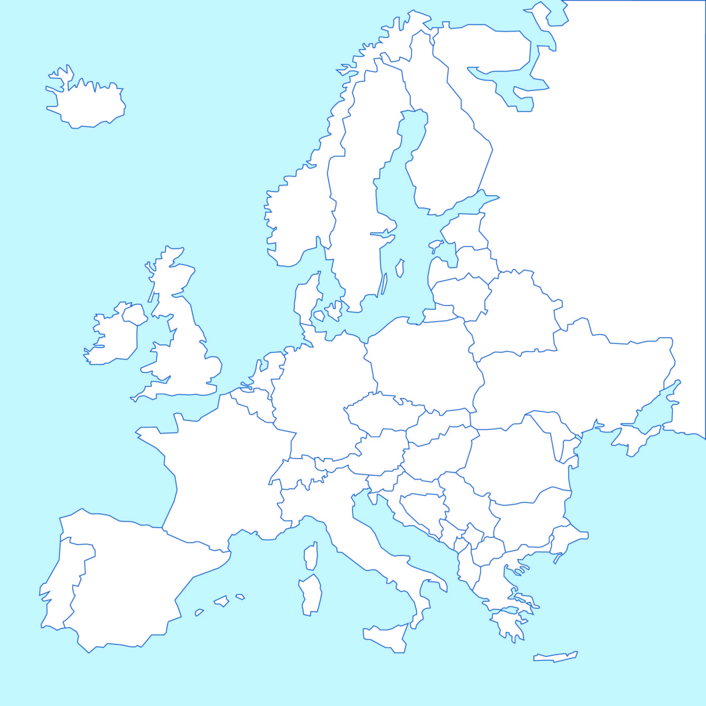 Europe Map Printable Blank