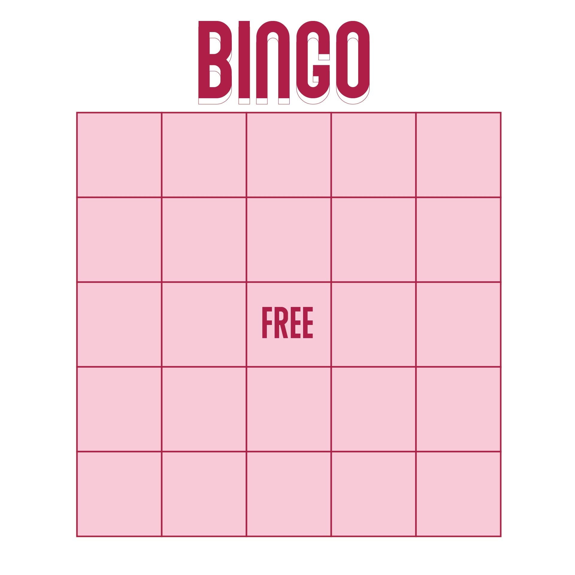 Blank Bingo Card Printable