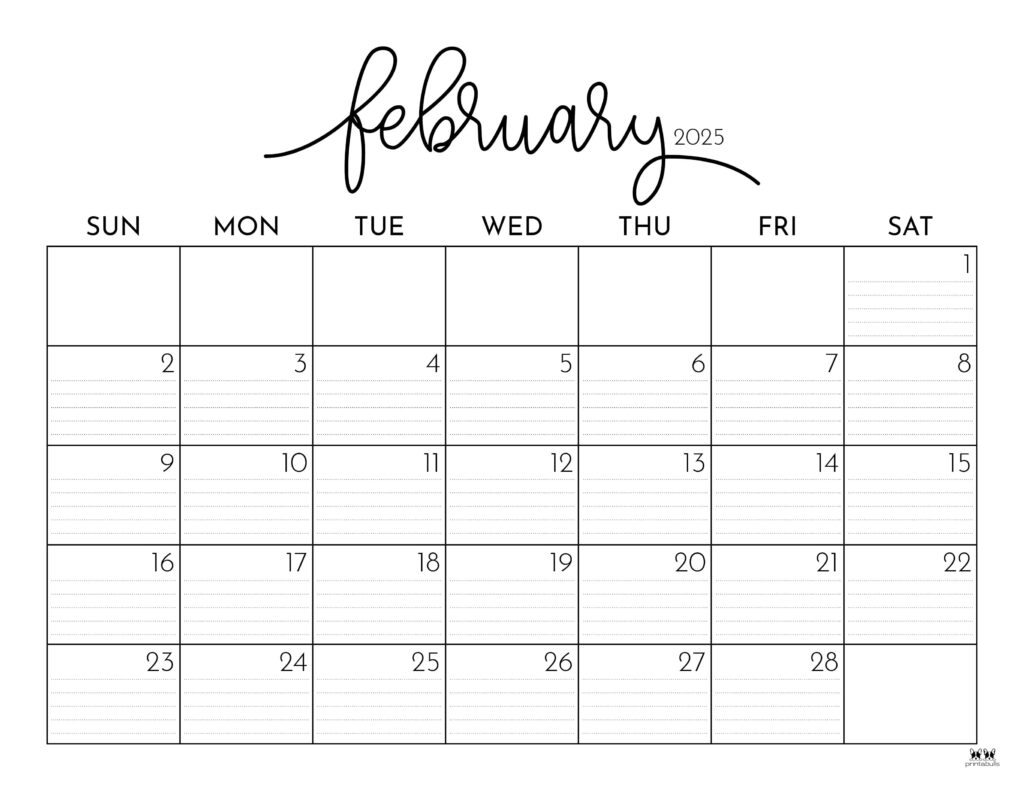 February 2025 Calendars 107 FREE Printables Printabulls