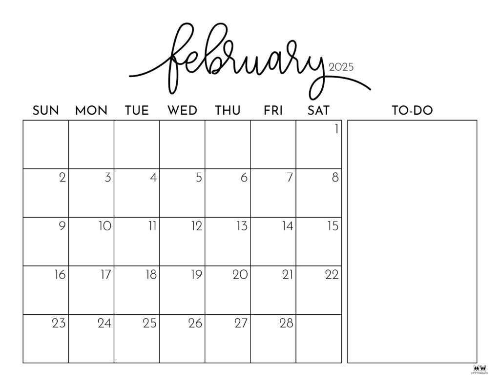 February 2025 Calendars 107 FREE Printables Printabulls