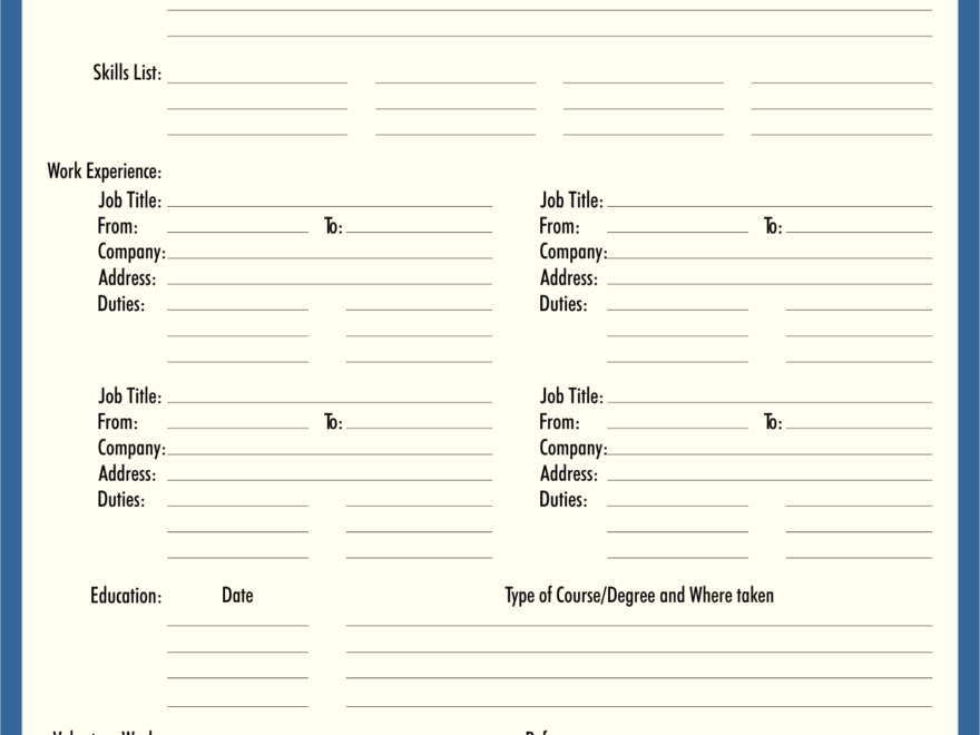 Fill In Blank Resume 10 Free PDF Printables Printablee