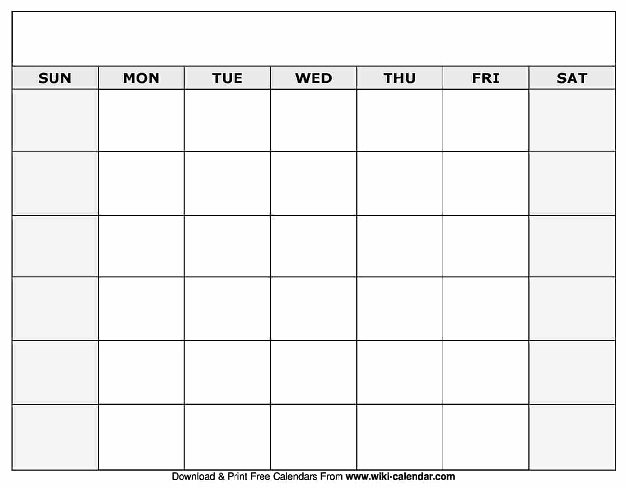 Blank Monthly Calendar Printable