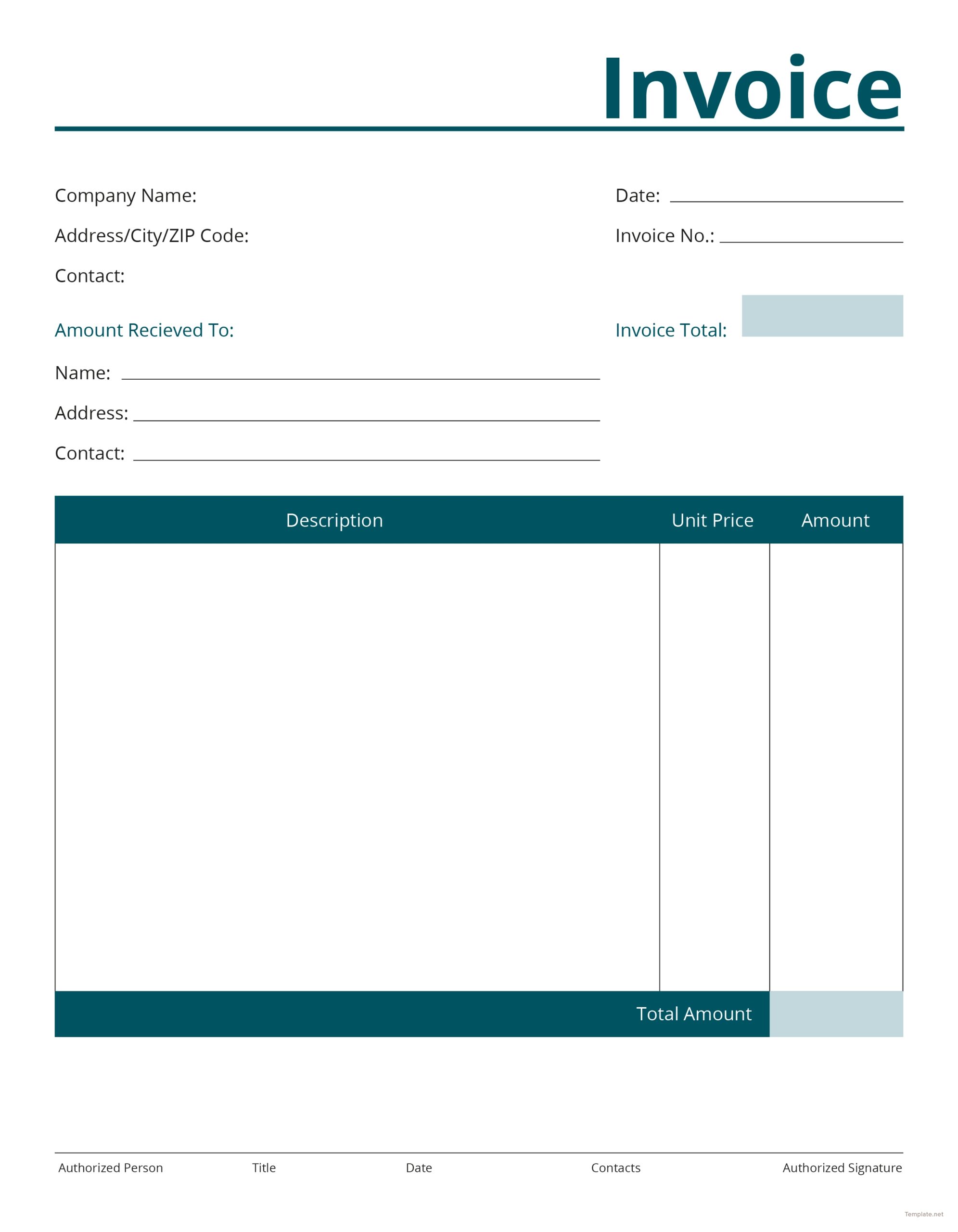 Free Blank Invoices Printable