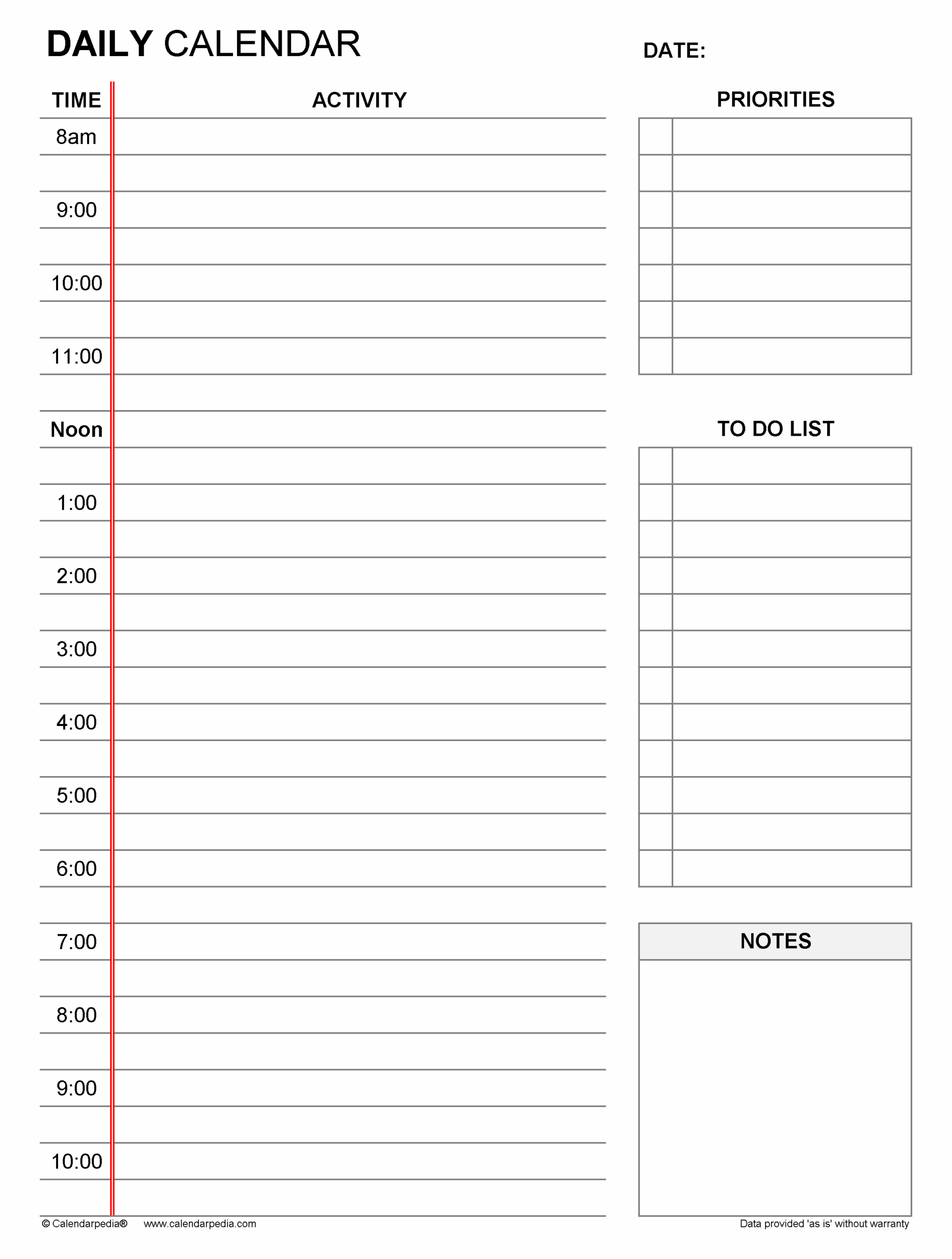 Free Daily Calendars In PDF Format 30 Templates