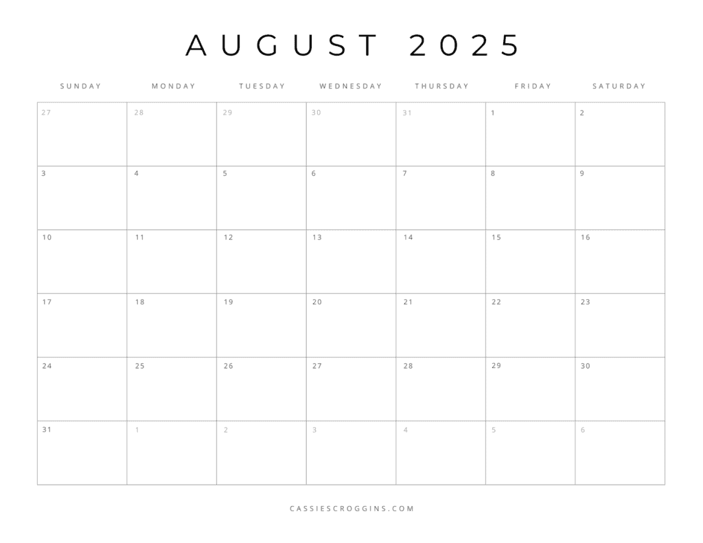 Free Printable 2025 Blank Calendar Templates All 12 Months 