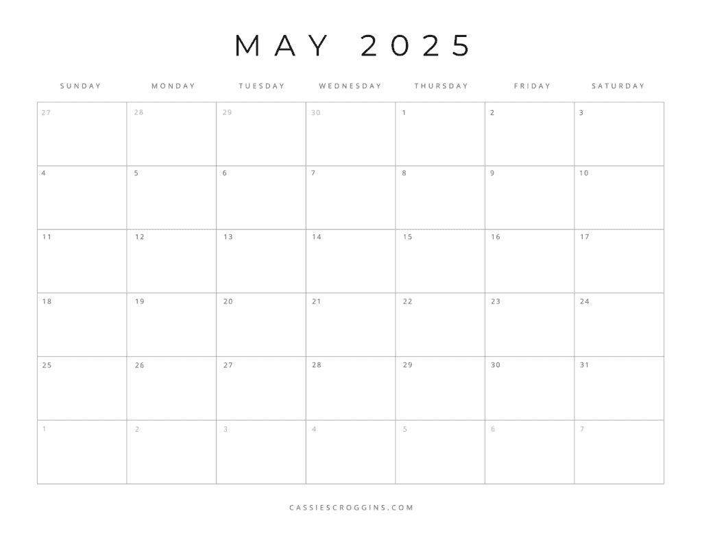 Free Printable 2025 Blank Calendar Templates All 12 Months 