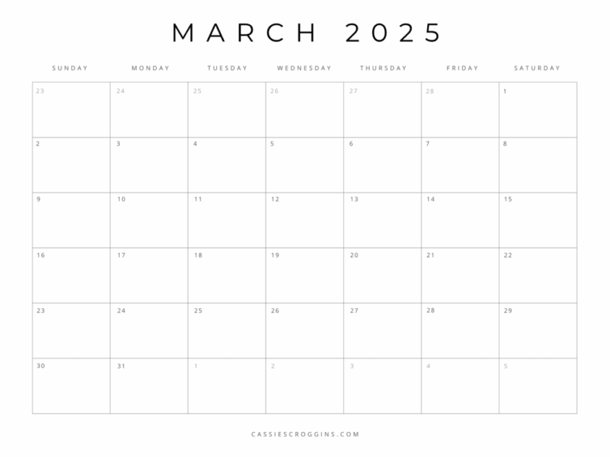 Free Printable 2025 Blank Calendar Templates All 12 Months