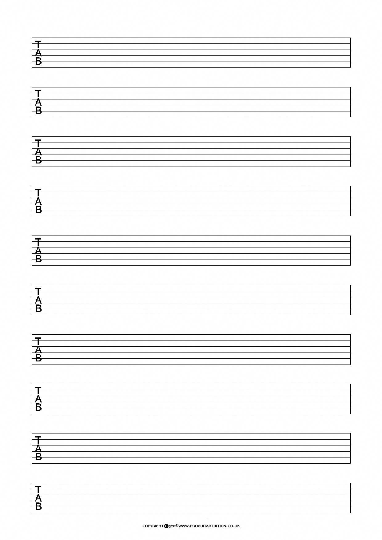 Printable Blank Guitar Tab