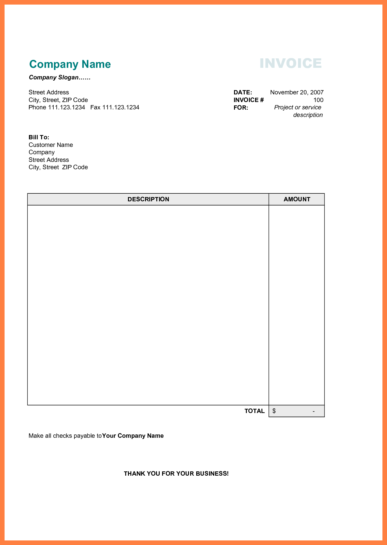 Free Printable Blank Invoice Template Printable Templates