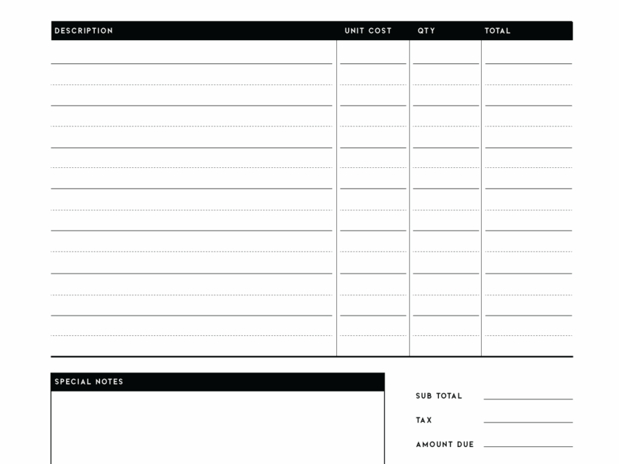 Free Printable Blank Invoice Templates