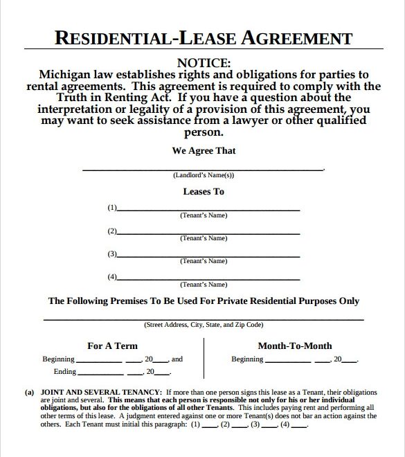 Free Printable Blank Lease Agreement Forms Printable Templates