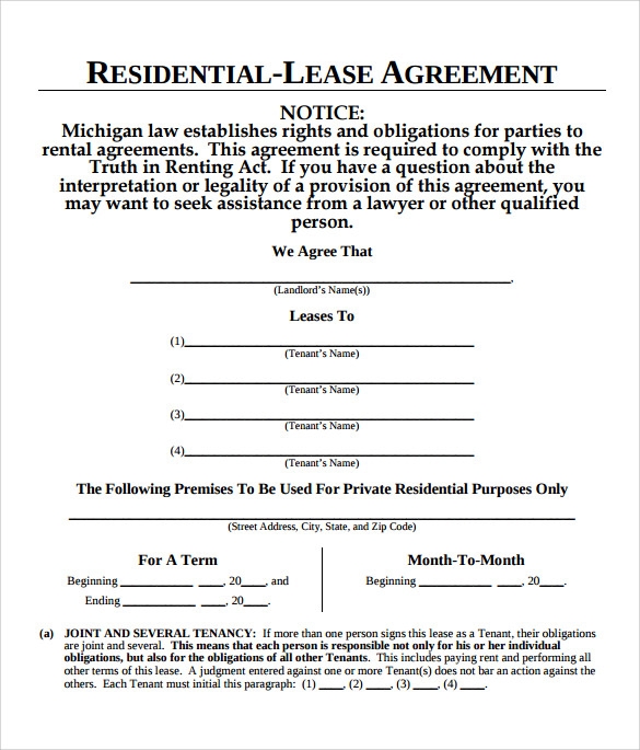 Free Printable Blank Lease Agreement Forms Printable Templates