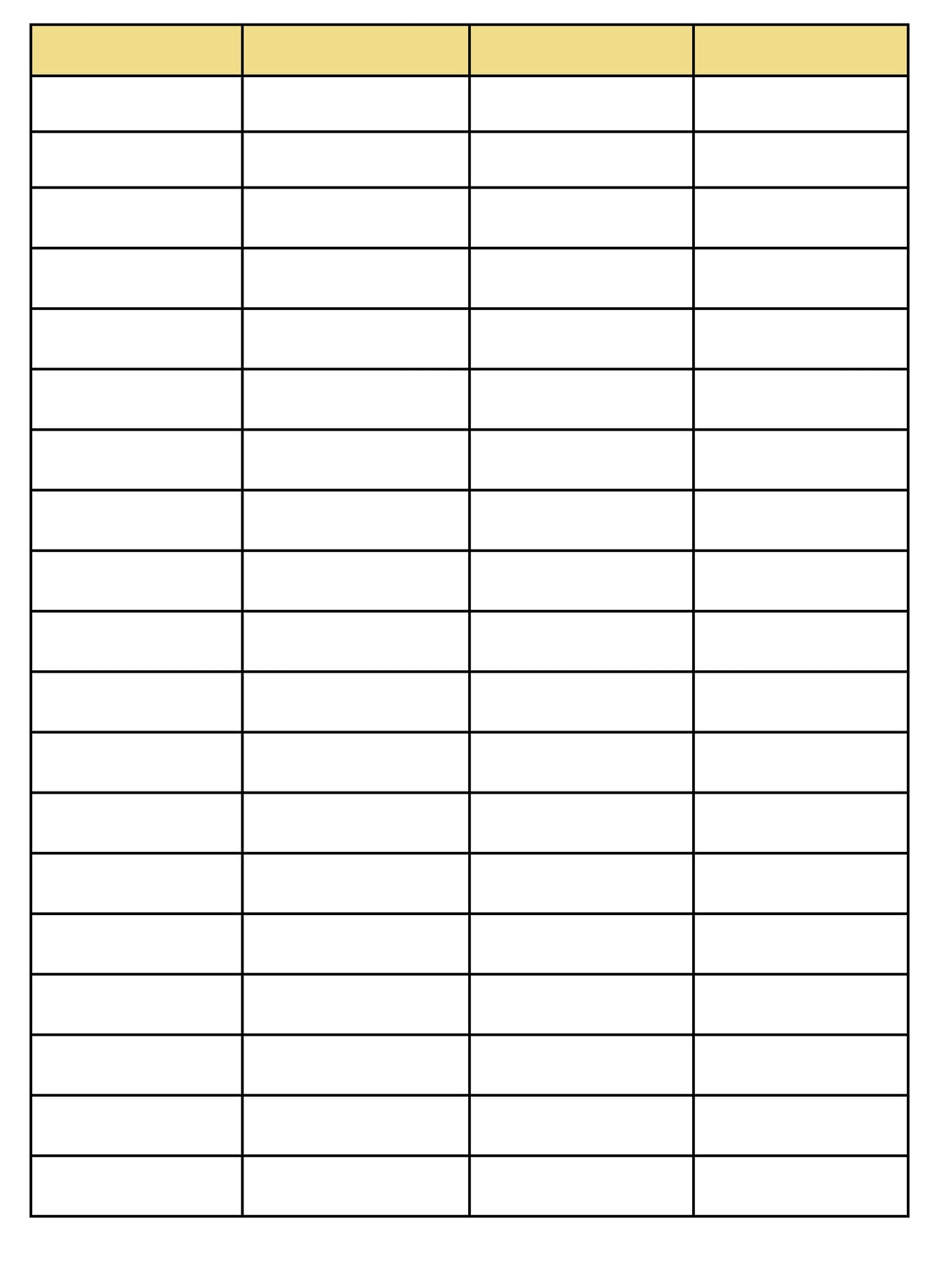 Free Printable Charts With 4 Columns