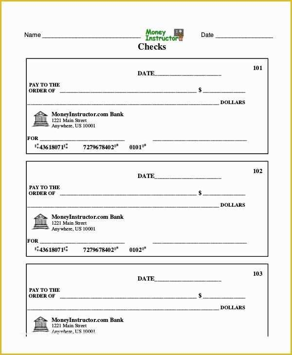 Free Printable Blank Checks