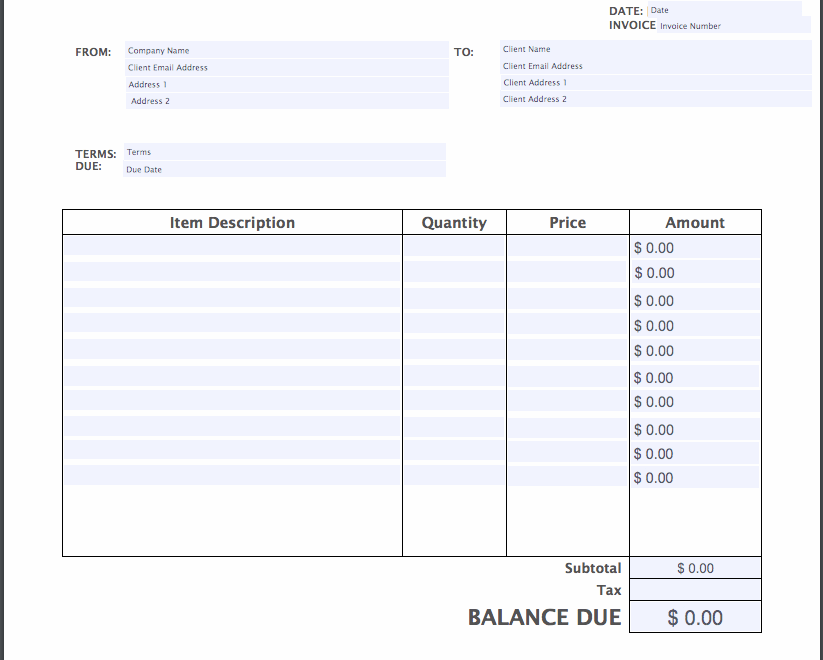 Free Printable Editable Invoice Template Online Australia Blank Free