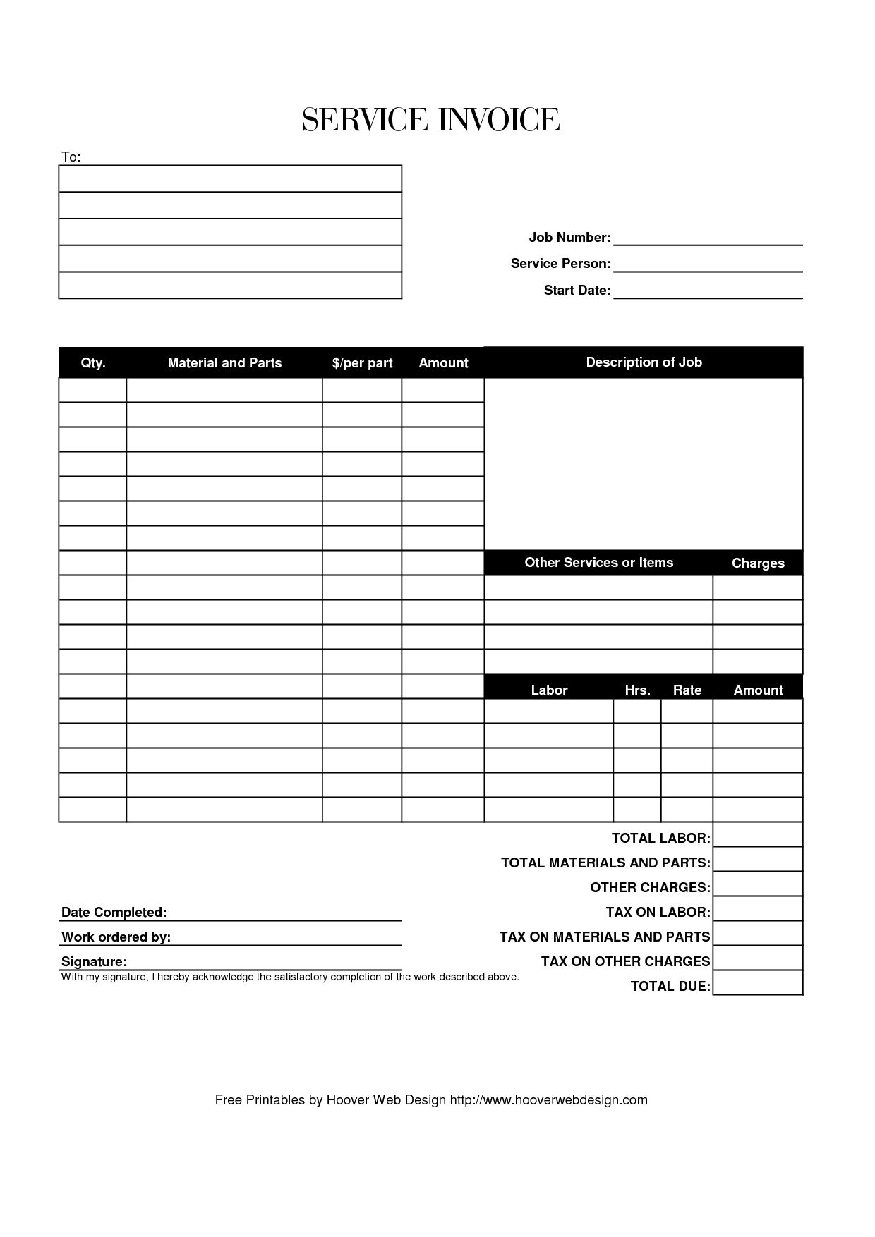 Free Printable Invoices Blank