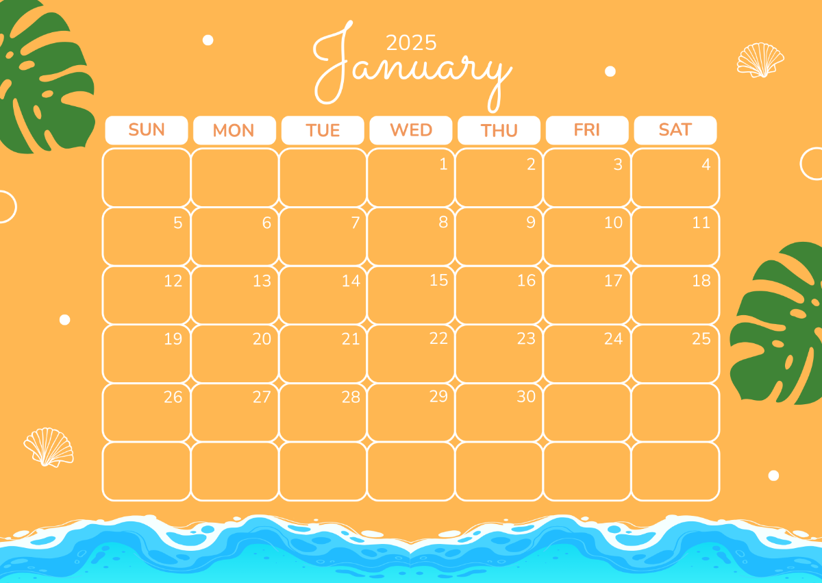 Blank Summer Calendar 2025 Free Printable